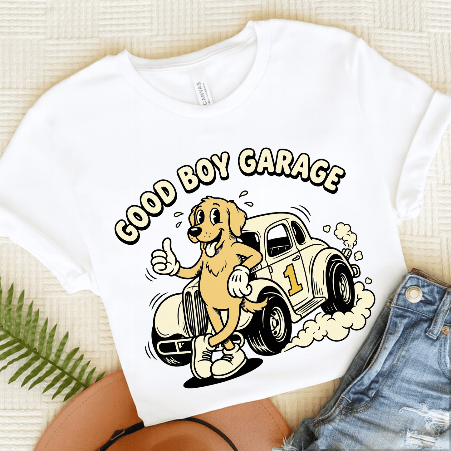 Golden Retriever Car Mechanic Unisex TShirt White