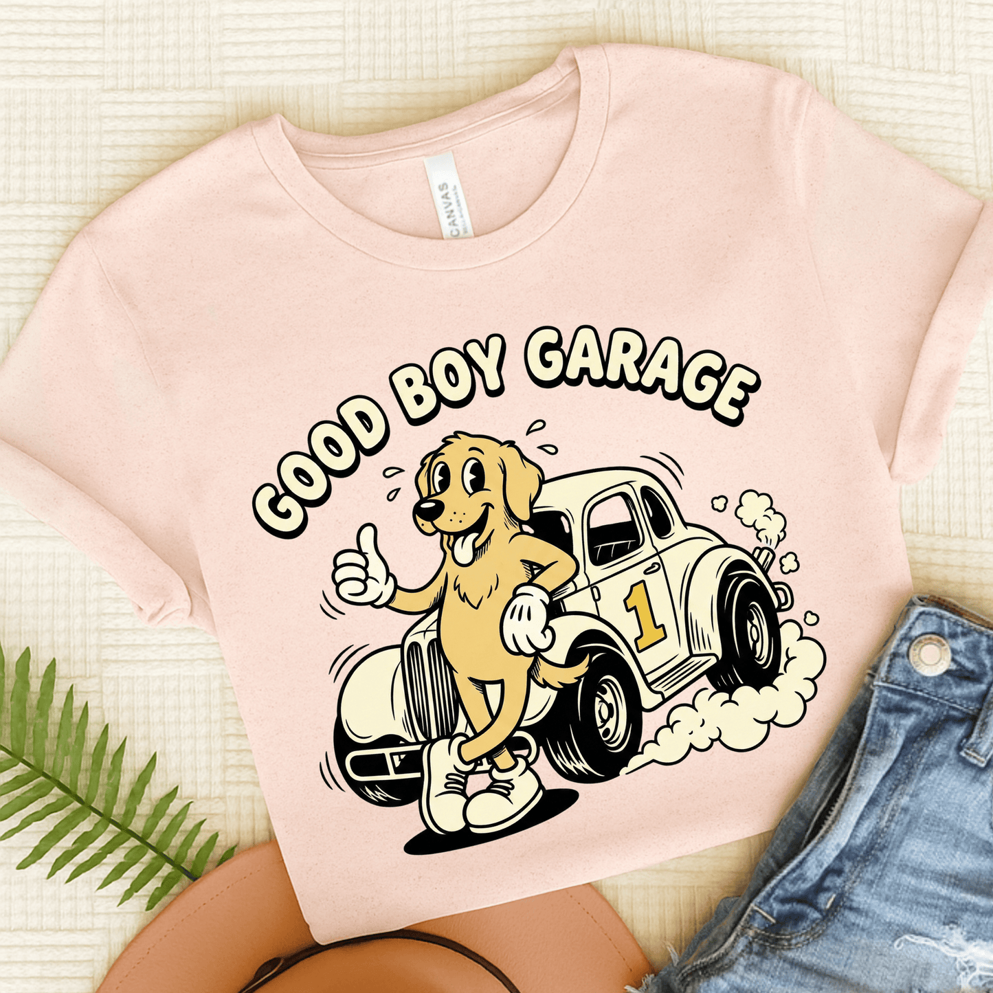 Golden Retriever Car Mechanic Unisex TShirt Soft Pink