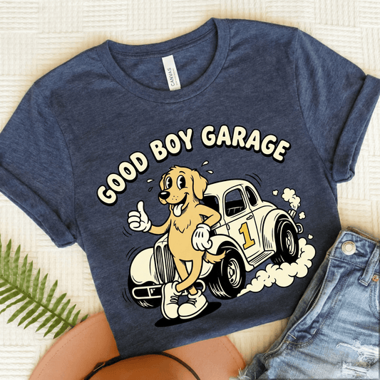 Golden Retriever Car Mechanic Unisex TShirt Heather Navy