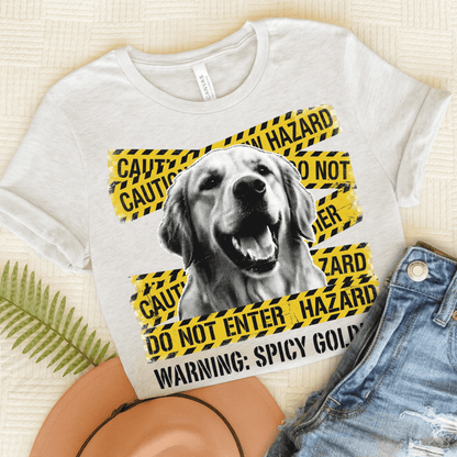 Golden Retriever Caution Tape Unisex Tshirt Ash