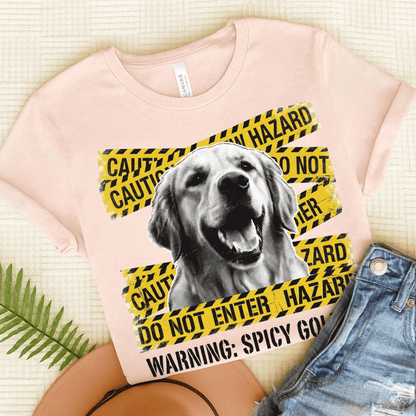 Golden Retriever Caution Tape Unisex Tshirt Soft Pink