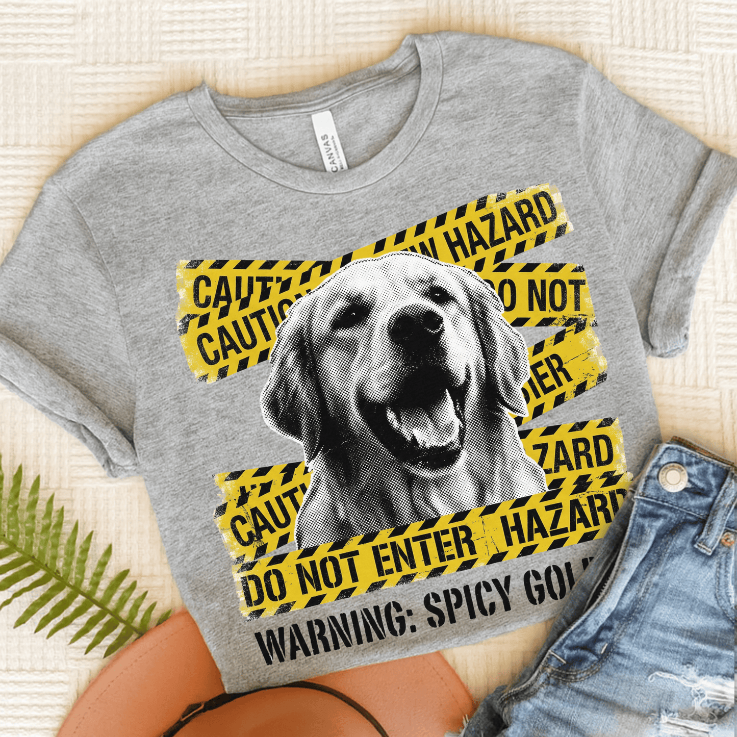 Golden Retriever Caution Tape Unisex Tshirt Athletic Heather