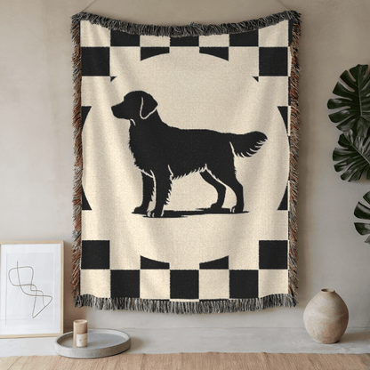 Golden Retriever Checkered Racing Throw Blanket Artwork