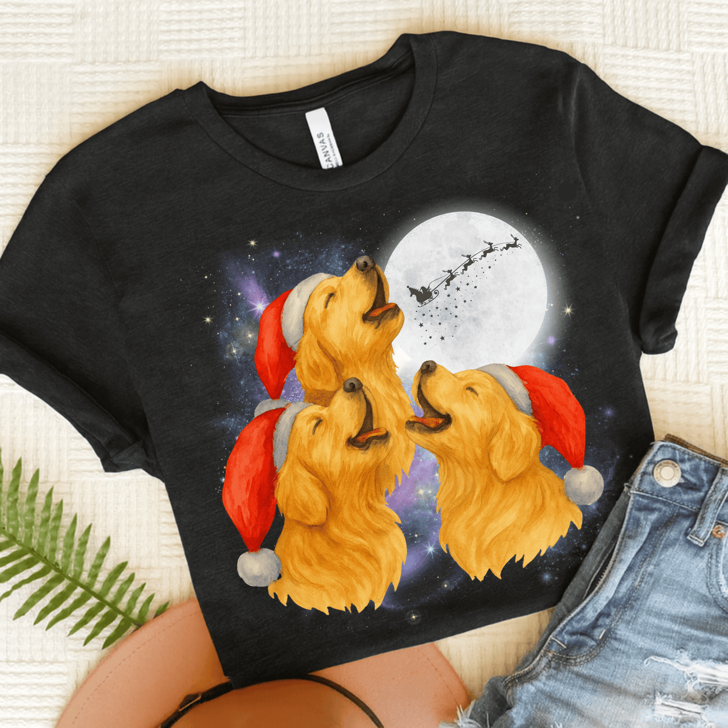 Golden Retriever Christmas Howliday Unisex TShirt Black Heather
