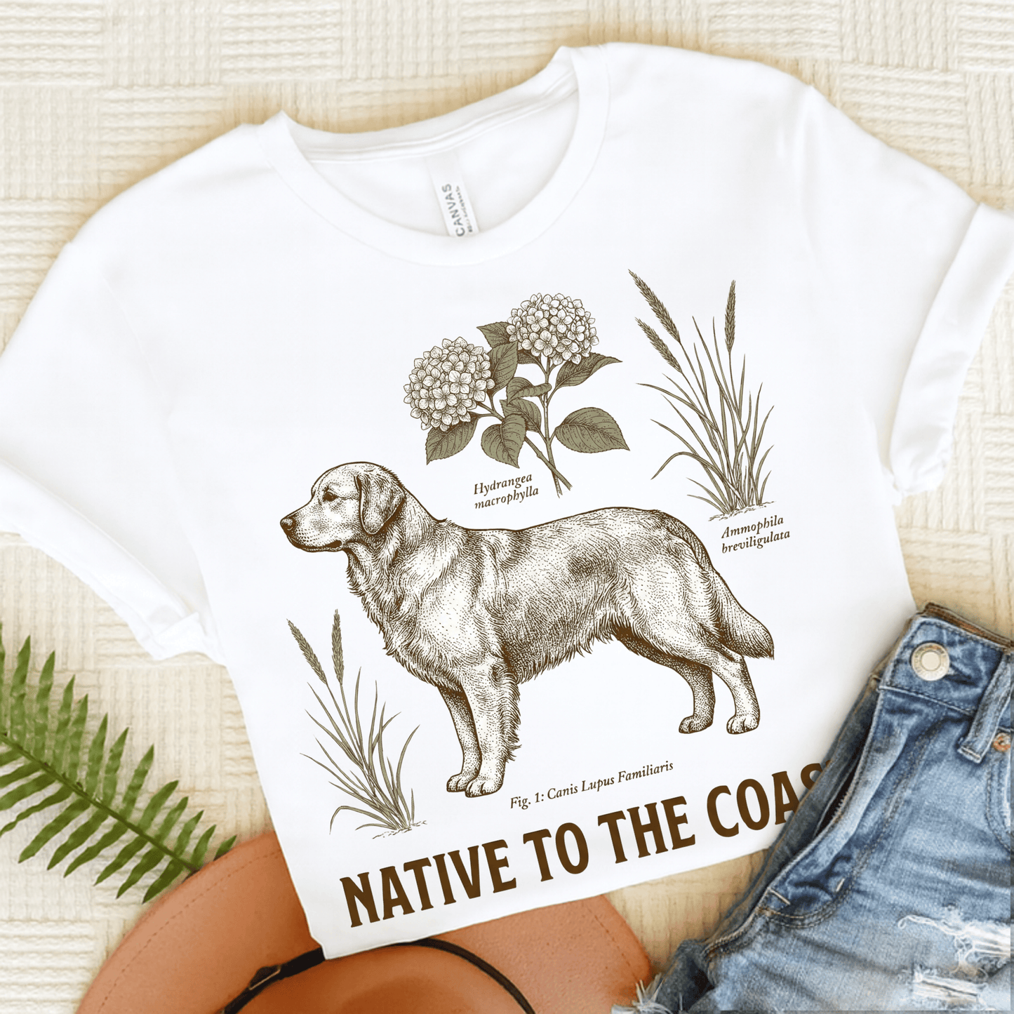 Golden Retriever Coastal Living Unisex Tshirt White
