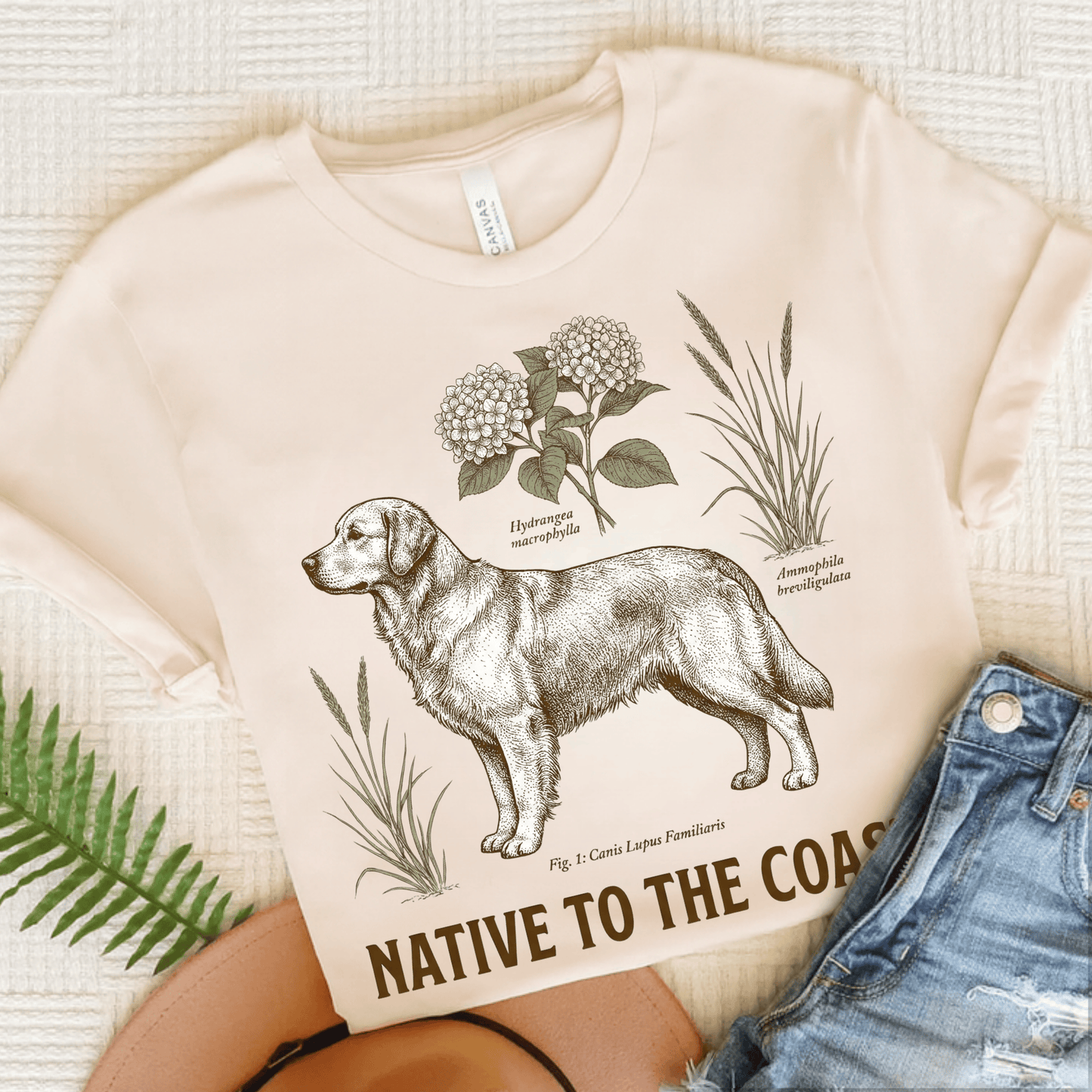 Golden Retriever Coastal Living Unisex Tshirt Natural