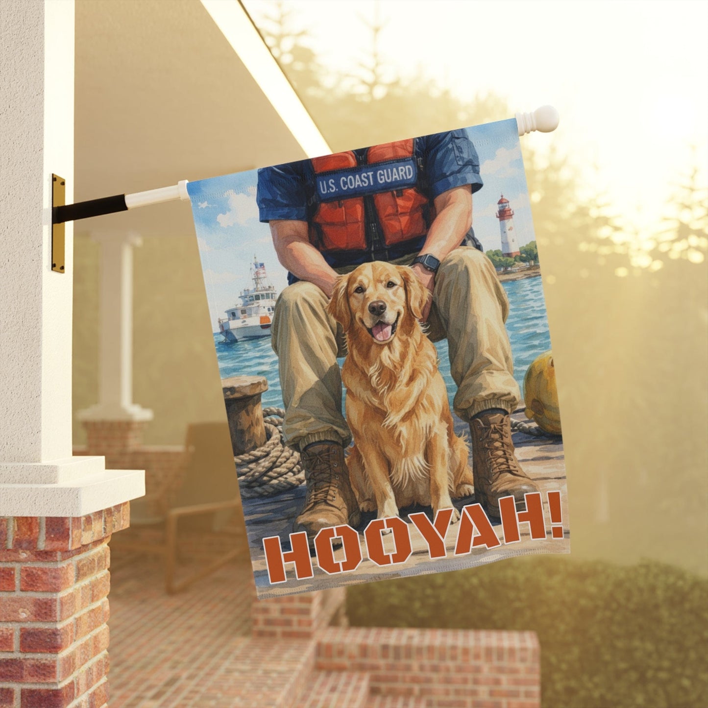 Golden Retriever Coastal Nautical Sea Rescuer Garden Flag