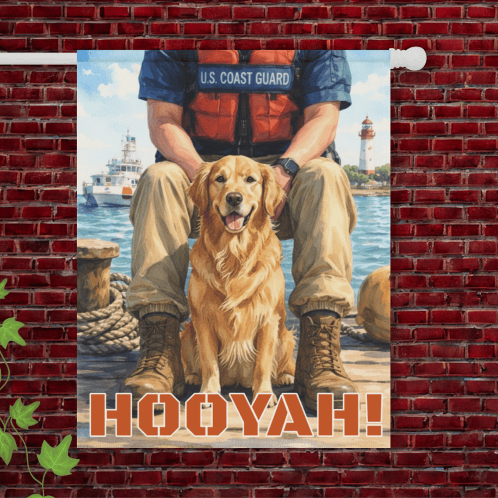 Golden Retriever Coastal Nautical Sea Rescuer Garden Flag 24.5'' × 32''