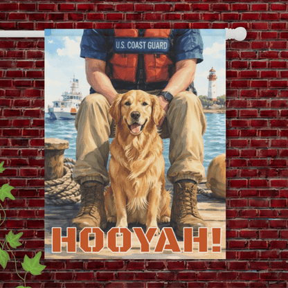 Golden Retriever Coastal Nautical Sea Rescuer Garden Flag 24.5'' × 32''