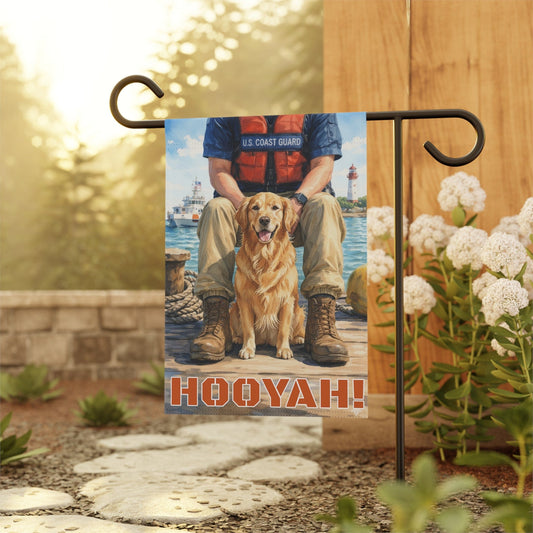 Golden Retriever Coastal Nautical Sea Rescuer Garden Flag