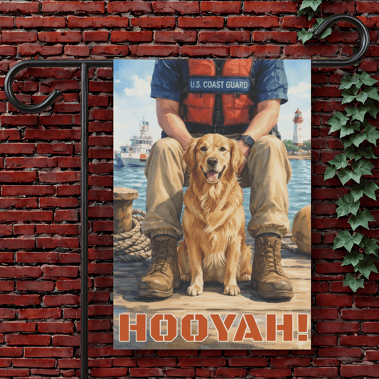 Golden Retriever Coastal Nautical Sea Rescuer Garden Flag 12'' × 18''