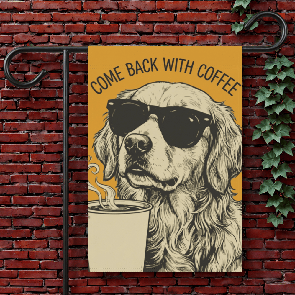 Golden Retriever Coffee Lover Dog Yard Flag 12'' × 18''