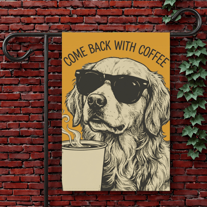 Golden Retriever Coffee Lover Dog Yard Flag 12'' × 18''