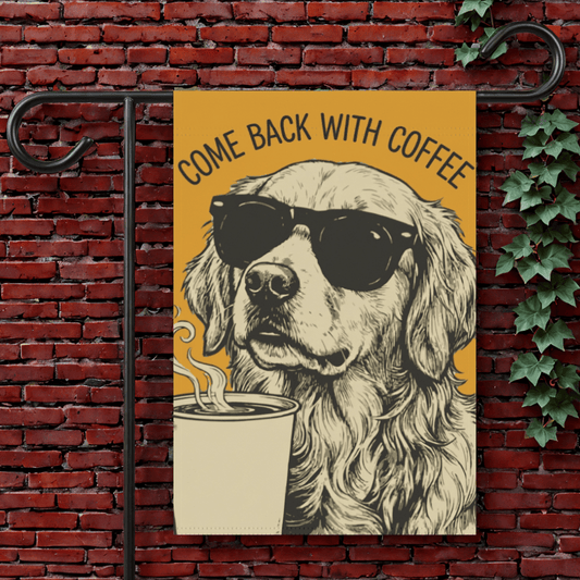 Golden Retriever Coffee Lover Dog Yard Flag 12'' × 18''