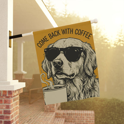 Golden Retriever Coffee Lover Dog Yard Flag