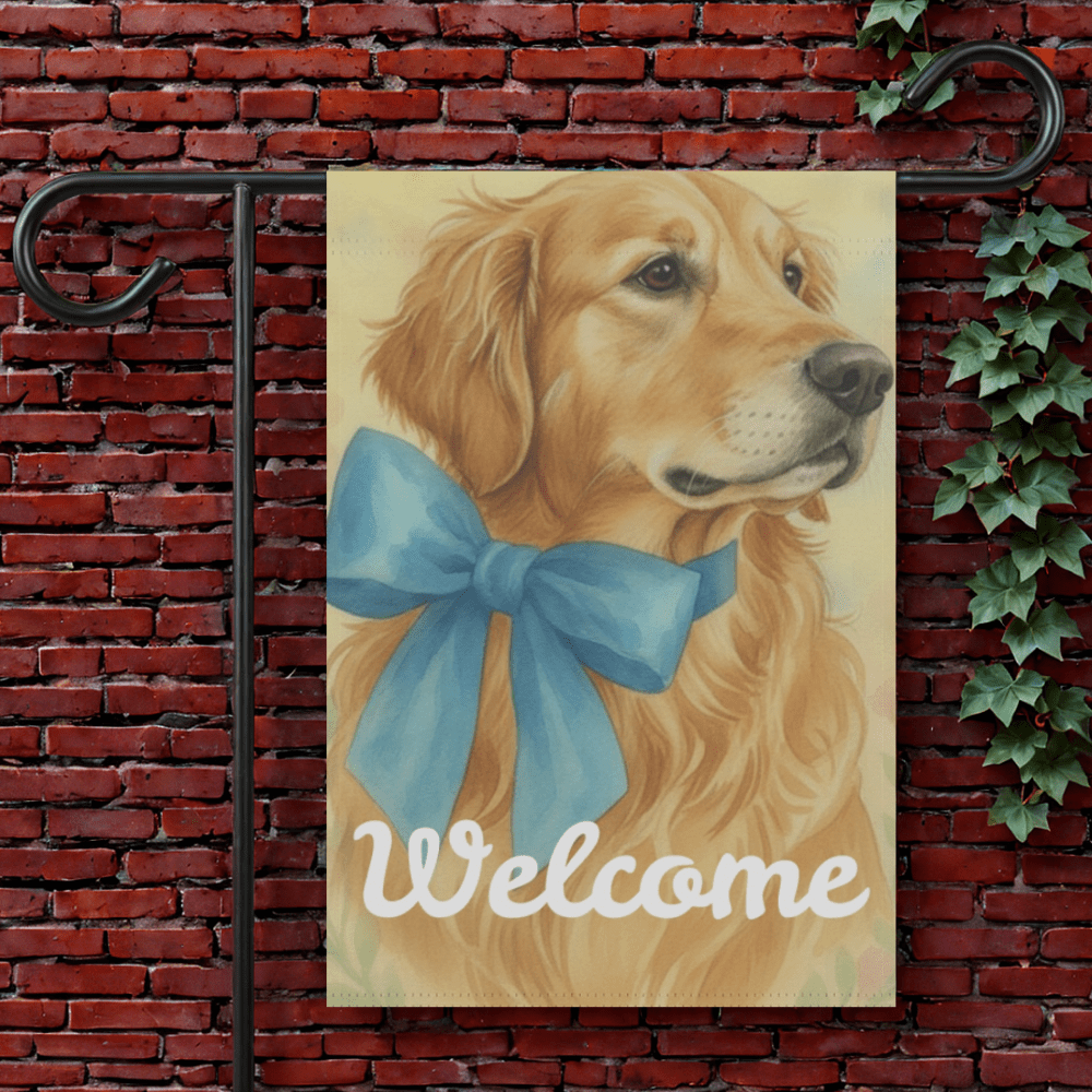 Golden Retriever Coquette Blue Decor Garden Yard Flag 12'' × 18''