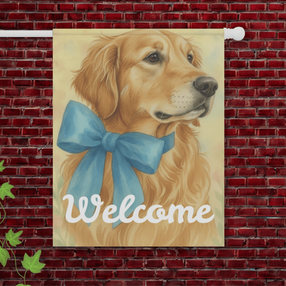 Golden Retriever Coquette Blue Decor Garden Yard Flag 24.5'' × 32''