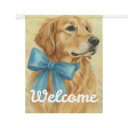 Golden Retriever Coquette Blue Decor Garden Yard Flag