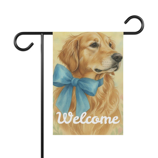 Golden Retriever Coquette Blue Decor Garden Yard Flag