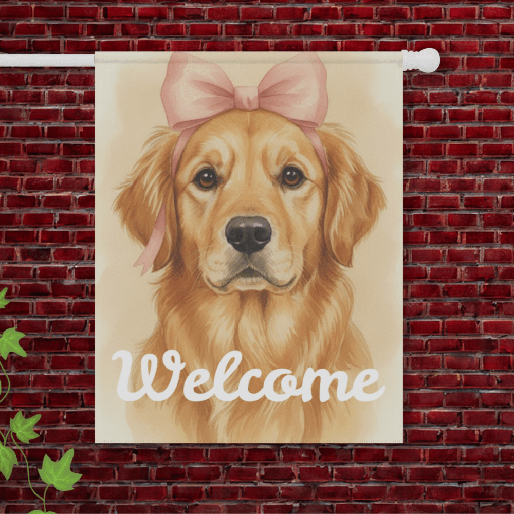 Golden Retriever Coquette Decor Pastel Garden Yard Flag 24.5'' × 32''