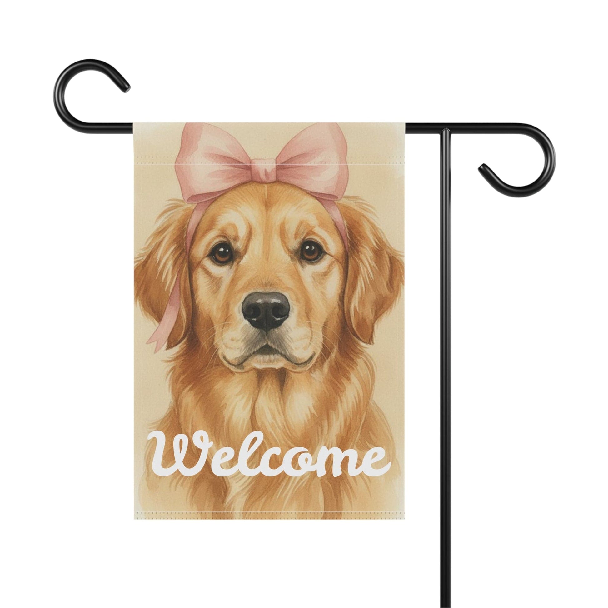 Golden Retriever Coquette Decor Pastel Garden Yard Flag