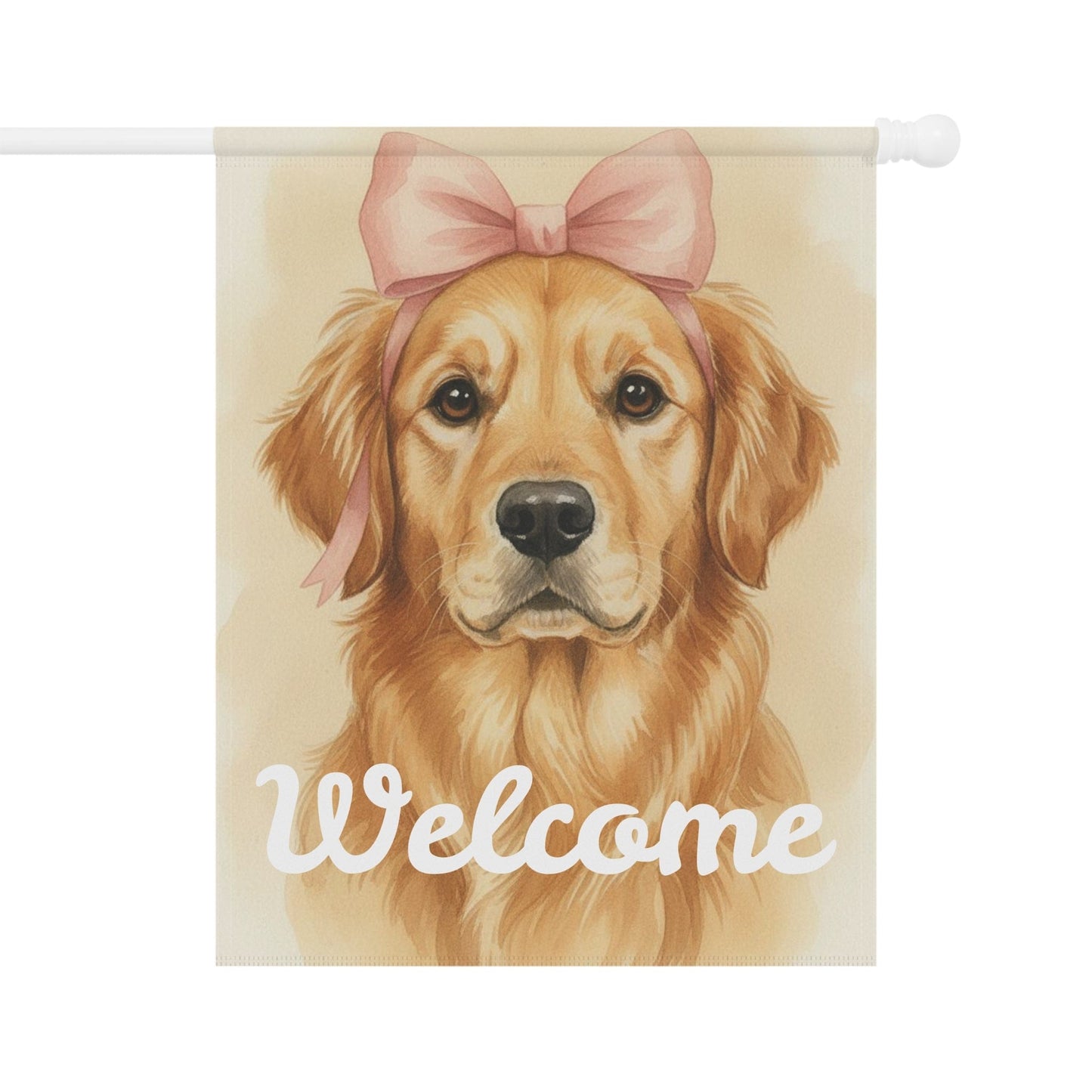 Golden Retriever Coquette Decor Pastel Garden Yard Flag