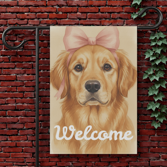 Golden Retriever Coquette Decor Pastel Garden Yard Flag 12'' × 18''