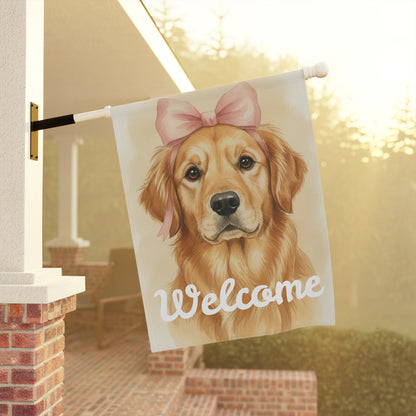 Golden Retriever Coquette Decor Pastel Garden Yard Flag