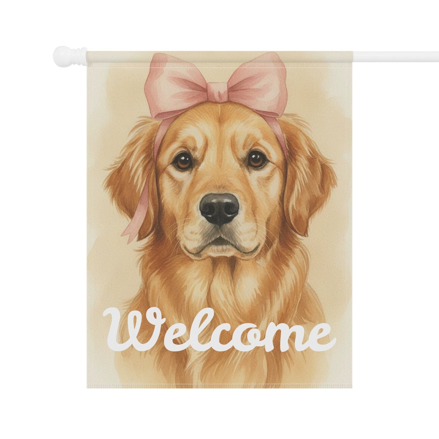Golden Retriever Coquette Decor Pastel Garden Yard Flag