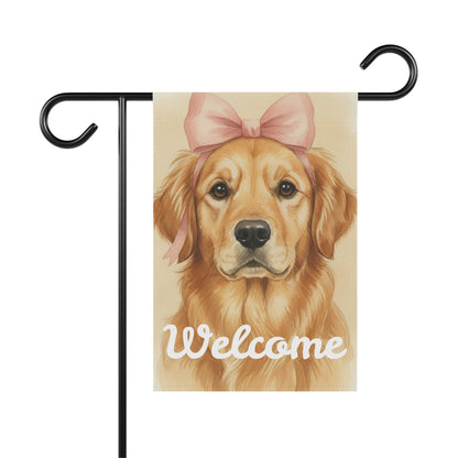 Golden Retriever Coquette Decor Pastel Garden Yard Flag
