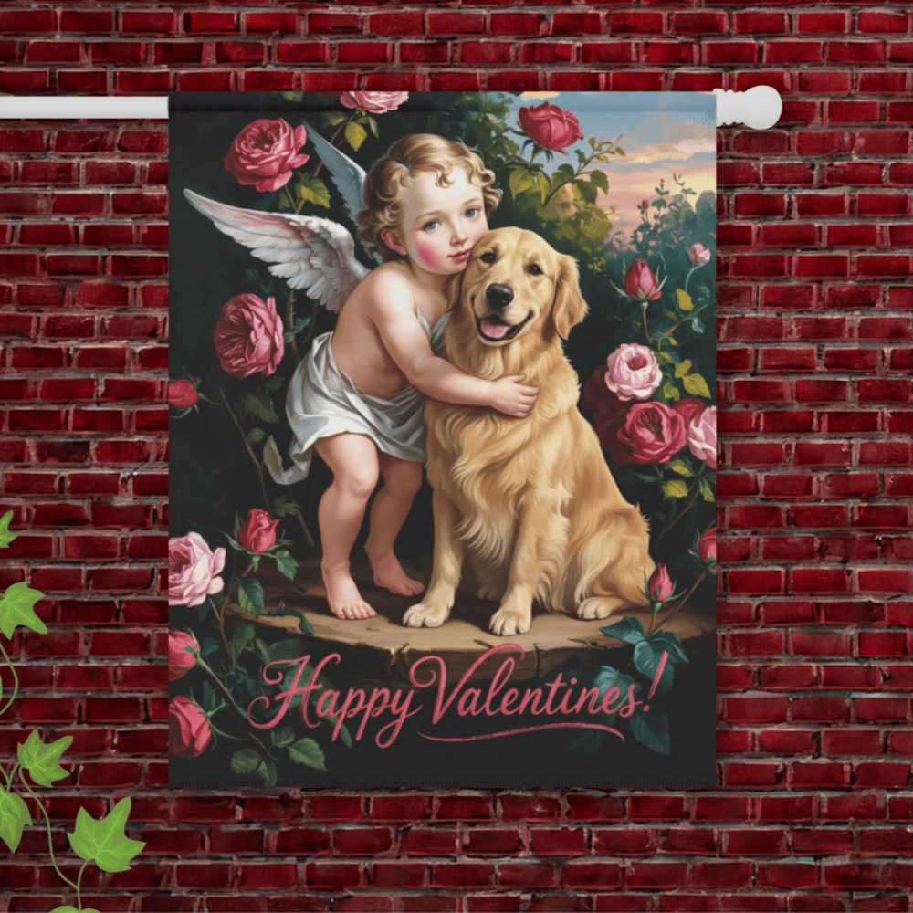Golden Retriever Cupids Garden Yard Flag 24.5'' × 32''