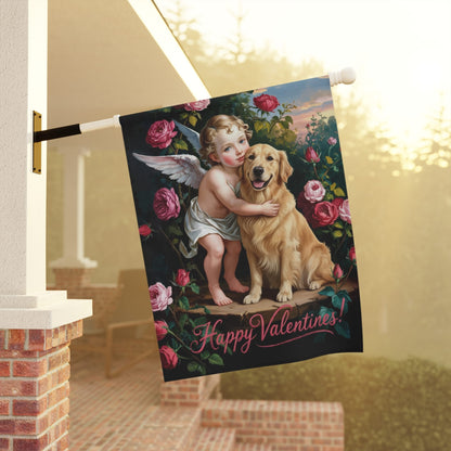 Golden Retriever Cupids Garden Yard Flag