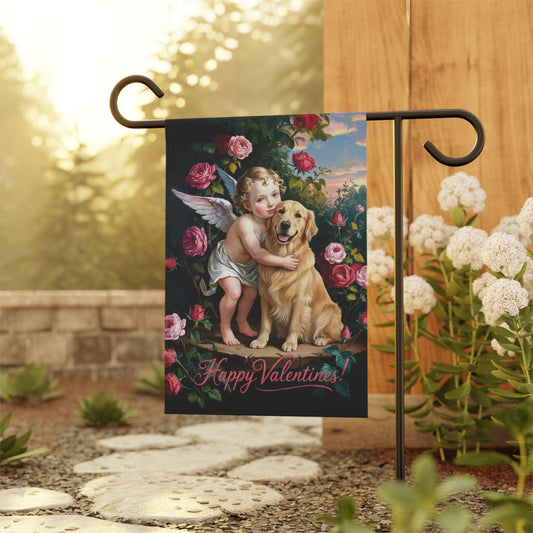 Golden Retriever Cupids Garden Yard Flag