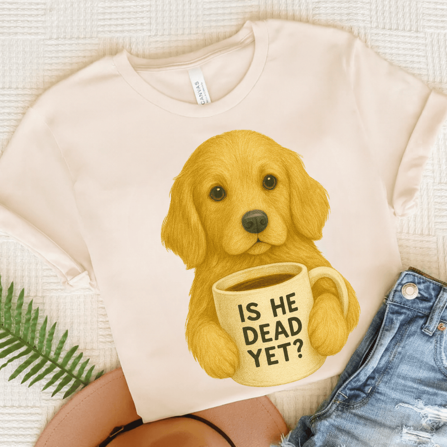 Golden Retriever Dead Yet Unisex TShirt Natural