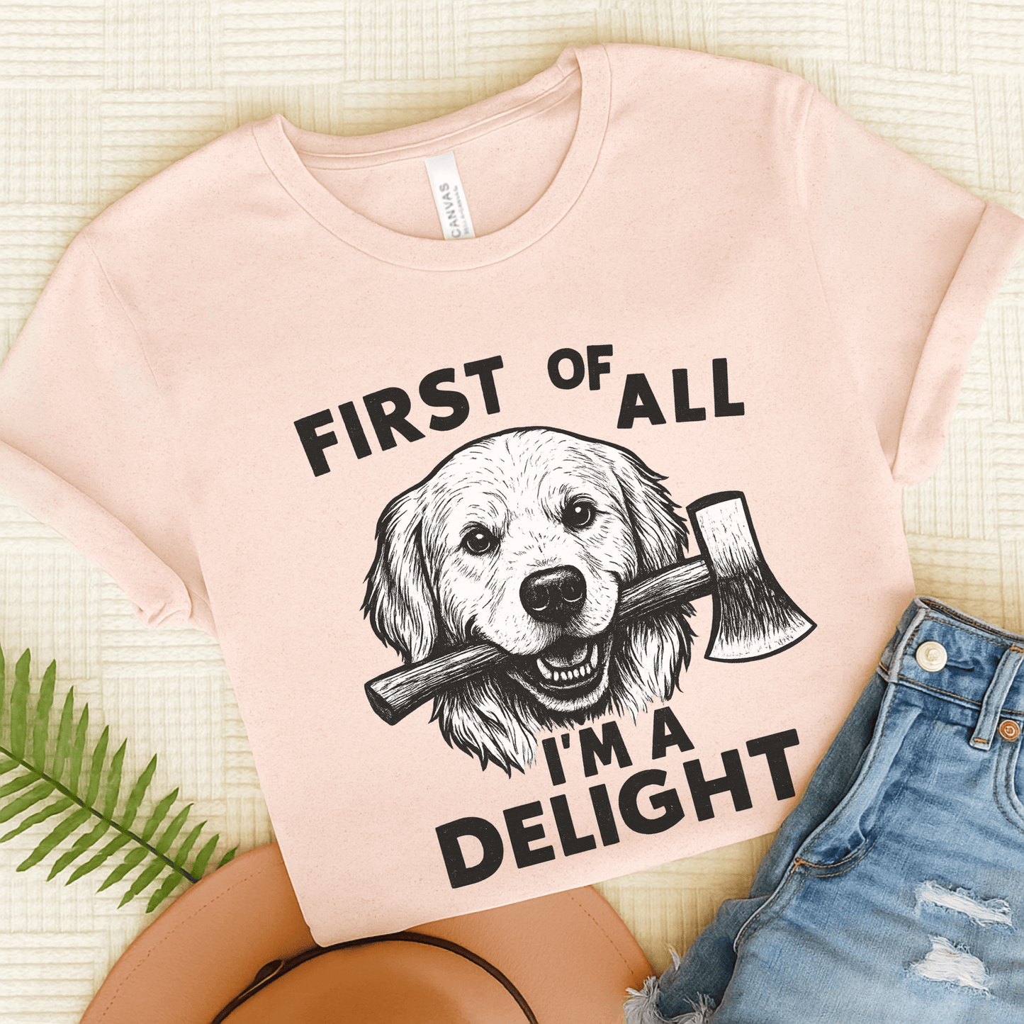 Golden Retriever Delight Unisex TShirt Soft Pink