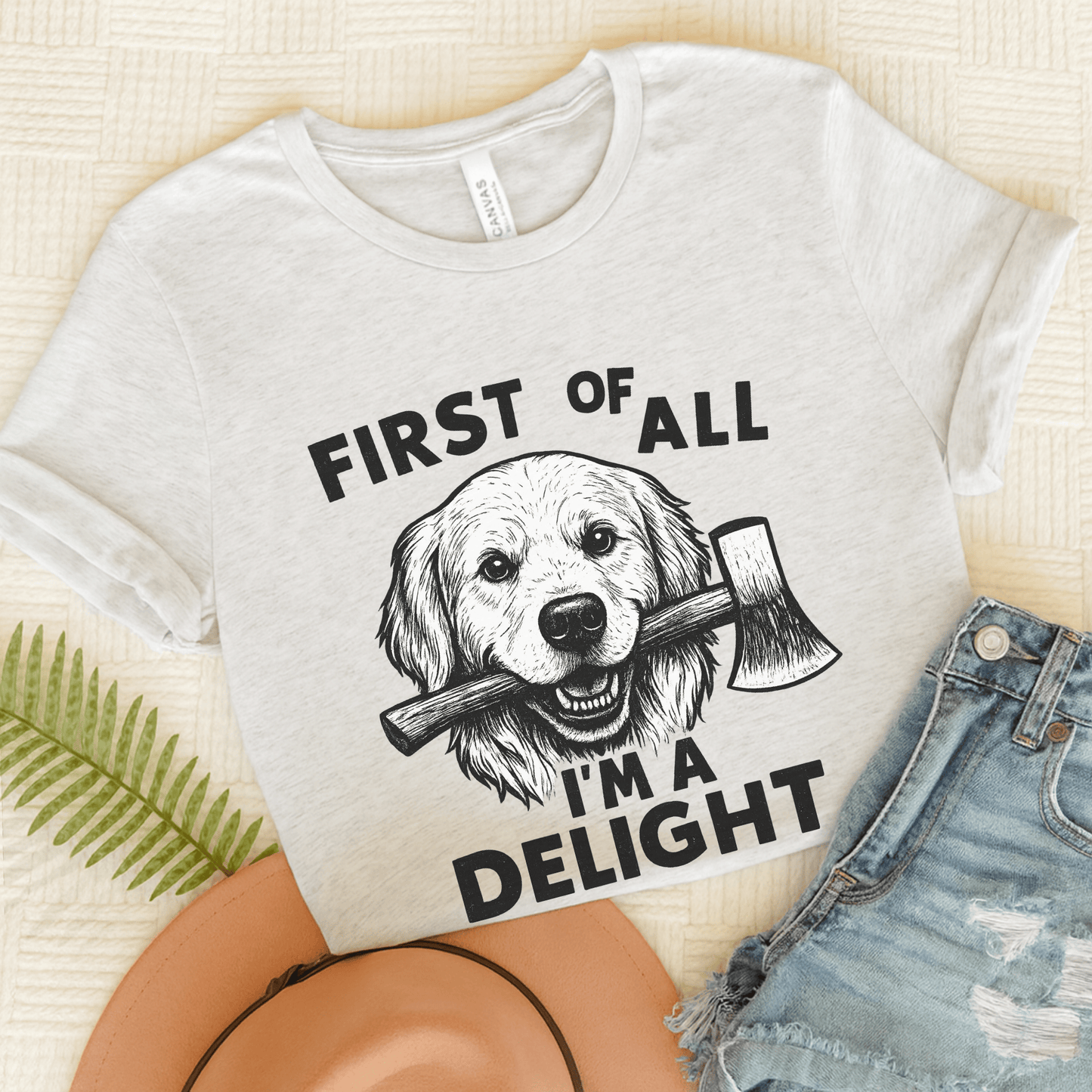 Golden Retriever Delight Unisex TShirt Ash