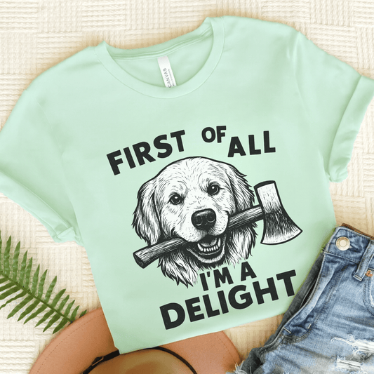 Golden Retriever Delight Unisex TShirt Heather Mint