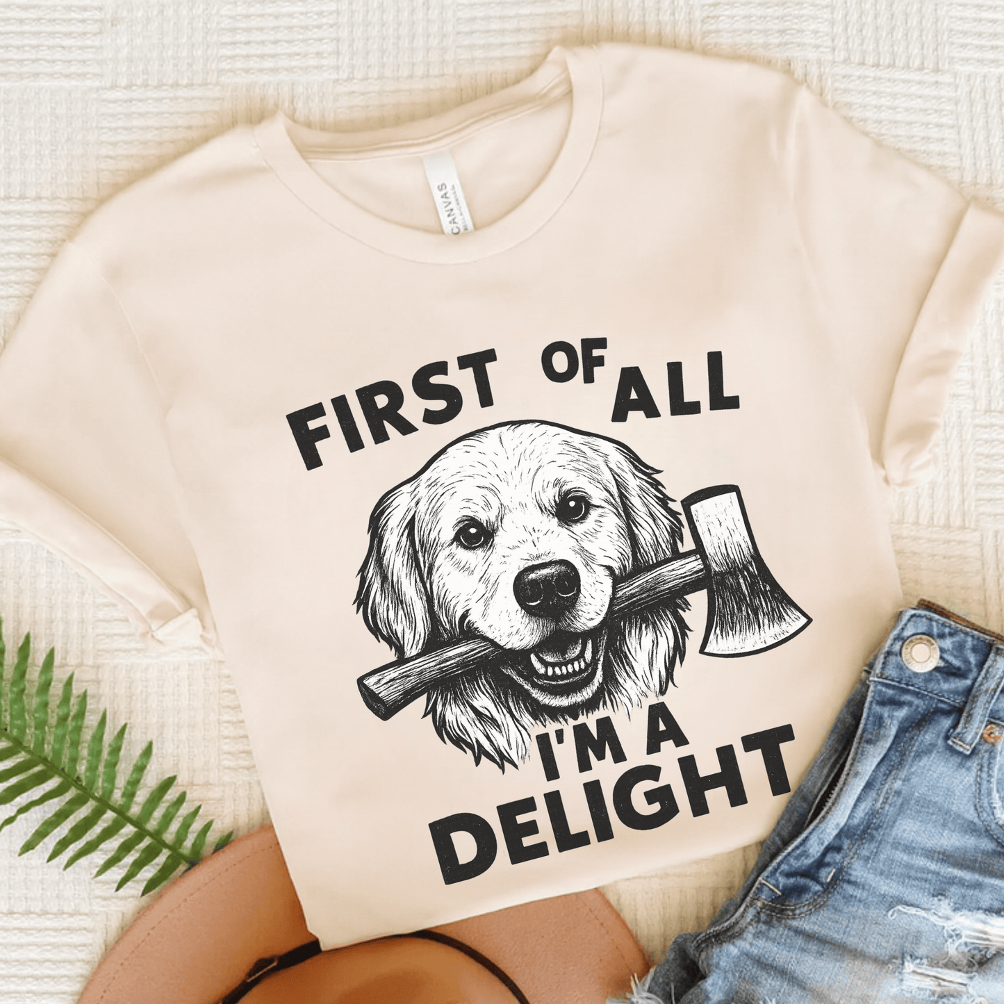 Golden Retriever Delight Unisex TShirt Natural