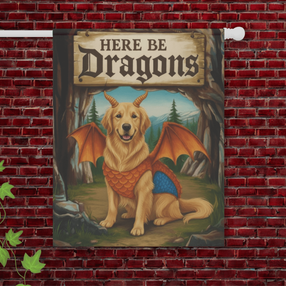 Golden Retriever Dragons Garden Yard Flag 24.5'' × 32''
