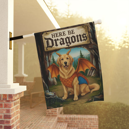 Golden Retriever Dragons Garden Yard Flag