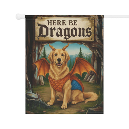 Golden Retriever Dragons Garden Yard Flag