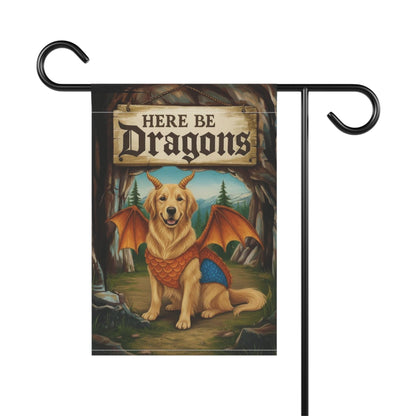 Golden Retriever Dragons Garden Yard Flag