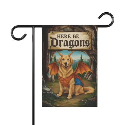 Golden Retriever Dragons Garden Yard Flag
