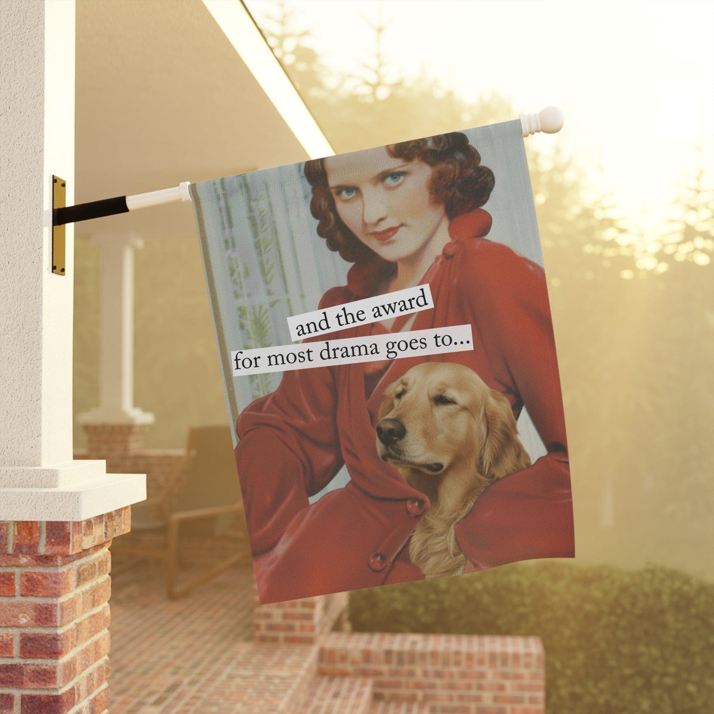 Golden Retriever Drama Award Snarky Garden Flag