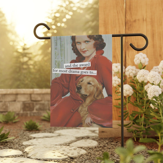 Golden Retriever Drama Award Snarky Garden Flag