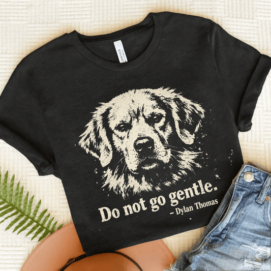 Golden Retriever Dylan Thomas Poetry Unisex TShirt Dark Grey Heather