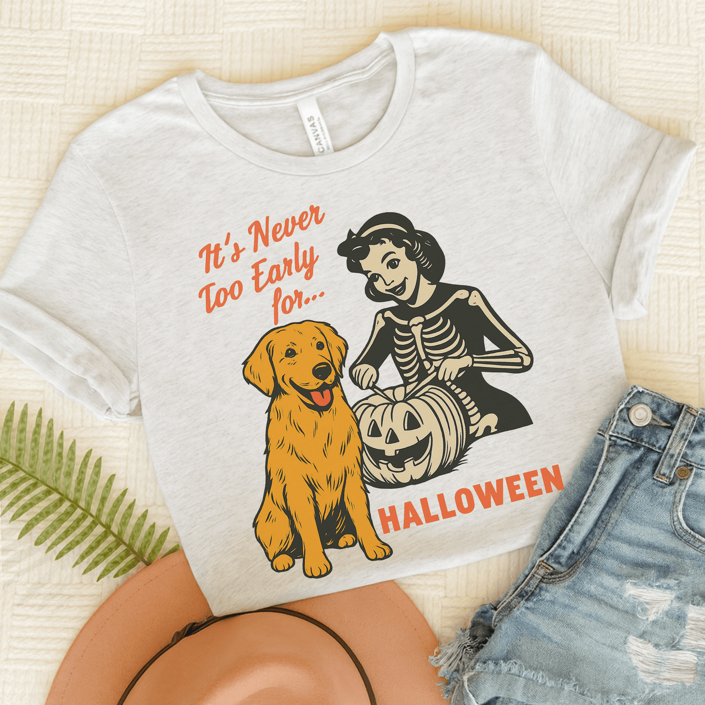 Golden Retriever Early Halloween Unisex TShirt Ash