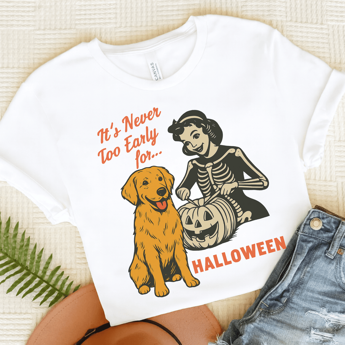 Golden Retriever Early Halloween Unisex TShirt White