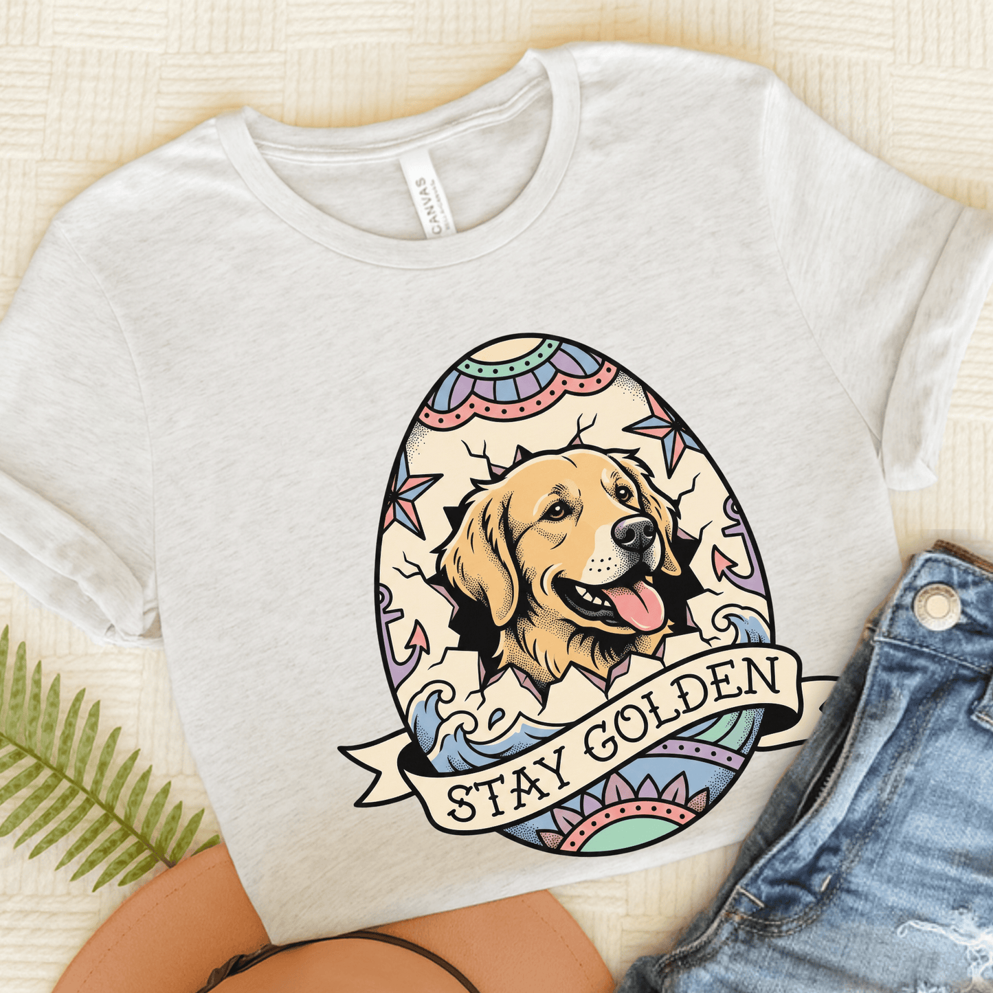 Golden Retriever Easter Egg Unisex TShirt Ash