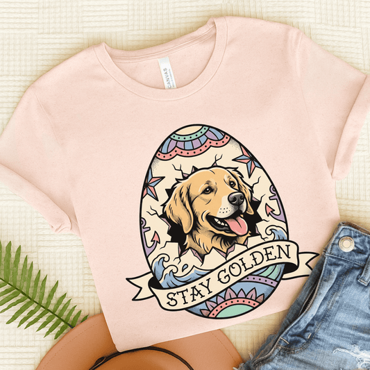 Golden Retriever Easter Egg Unisex TShirt Soft Pink